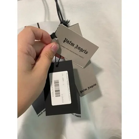 Palm Angels NWT Mirage Fitted Hoody in Off White Light Grey - Picture 13 of 16